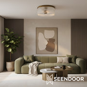 Bravira Opbouw Plafondlamp - Geribbeld & Gebubbeld Glas Metaal Lamp